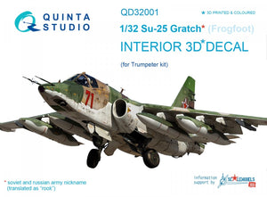Quinta Studio QD32001 Su-25 3D-Printed &amp;amp; colored Interior on decal paper (for Trumpeter kit) 1/32