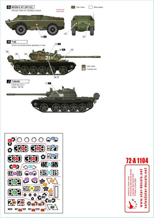 Star Decals 72-A1104 Tanks &amp;amp; AFVs in Cuba # 2. T-34/85, IS-2M, T-54A, T-55, T-55A, T-62A, ZSU-57-2, BRDM-2 (9P122). 1/72 – imagen 3