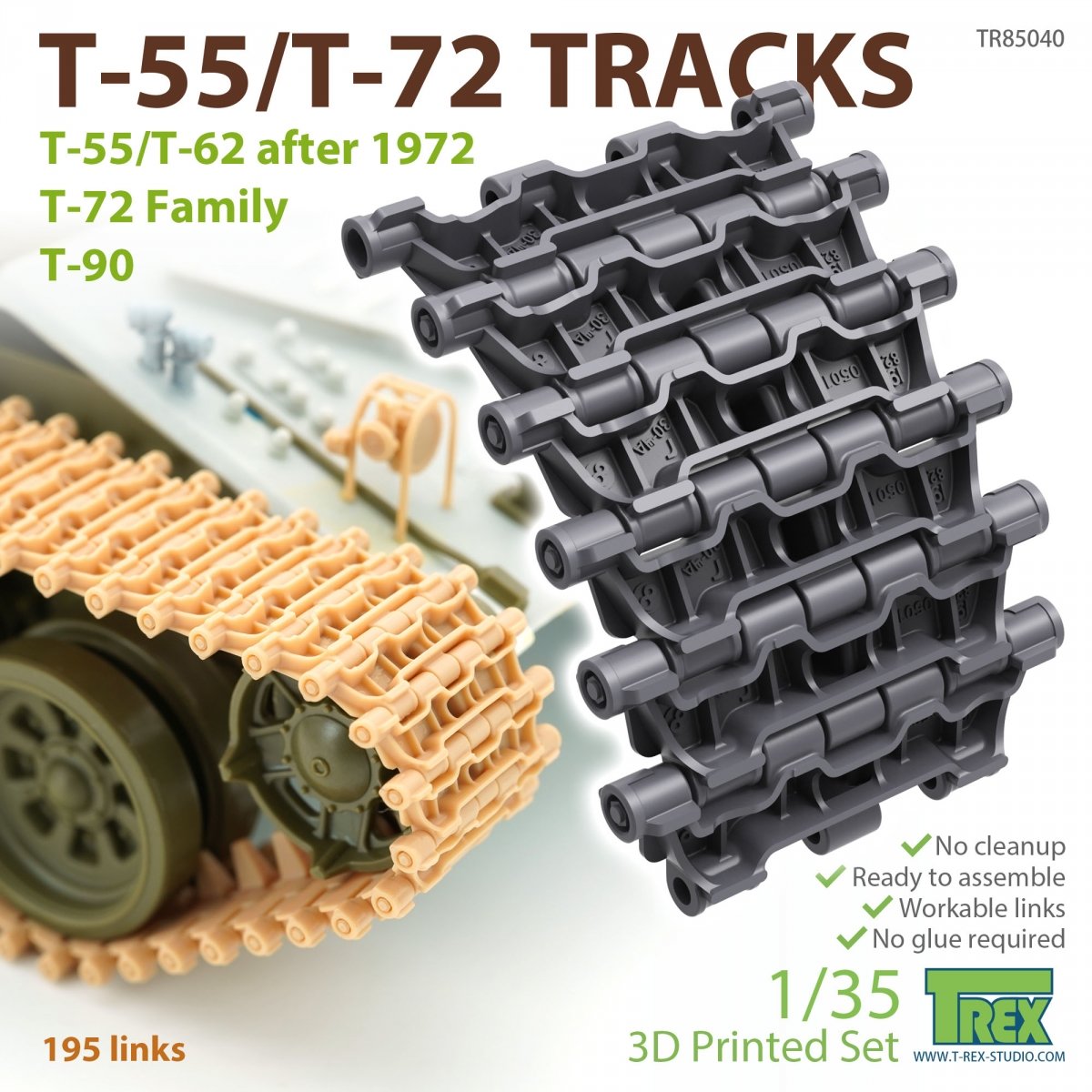 T-Rex Studio TR85040 Chenilles T-55/T72 pour T-55/62 après 1972/Famille T-72/T-90 1/35