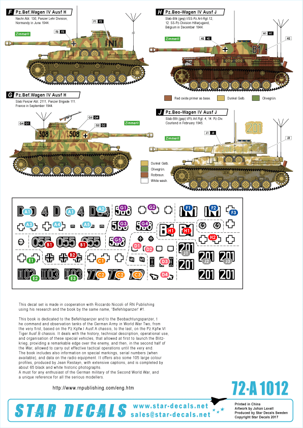 Star Decals 72-A1012 Befehlspanzer # 3 German Command 1/72 – immagine 2