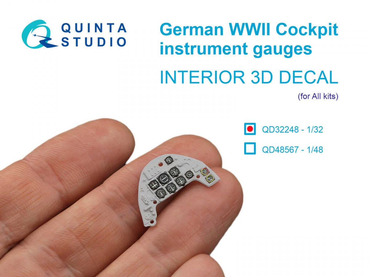Quinta Studio QD32248 German WWII Cockpit instrument gauges 3D-Printed &amp;amp; colored Interior on decal paper (All Kits) 1/32