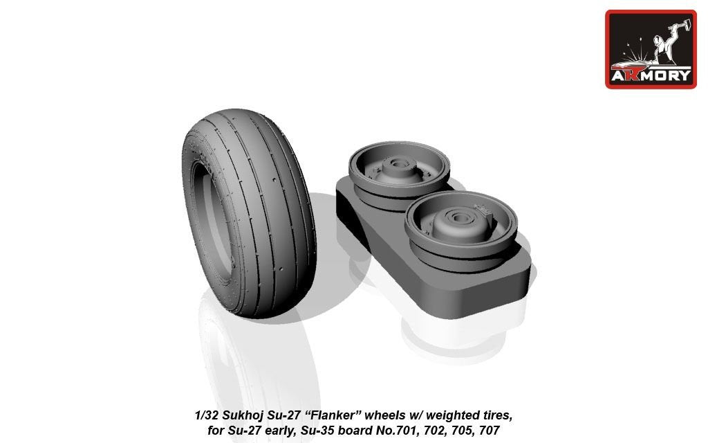 Armory Models AW32004b Sukhoj Su-27 Flanker early wheels w/ weighted tires 1/32 – Bild 3