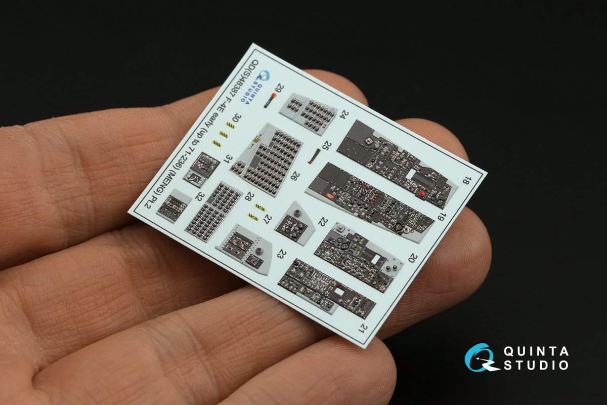 Quinta Studio QDS-48387 F-4E early with slatted wing 3D-Printed &amp;amp; coloured Interior on decal paper (Meng) (Small version) 1/48 – immagine 9