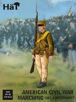 Hat 9339 Confederate Infantry in "Butternut Uniforms" Marching Set 2 - 18 figures (American Civil War 1861-1865) 1/32