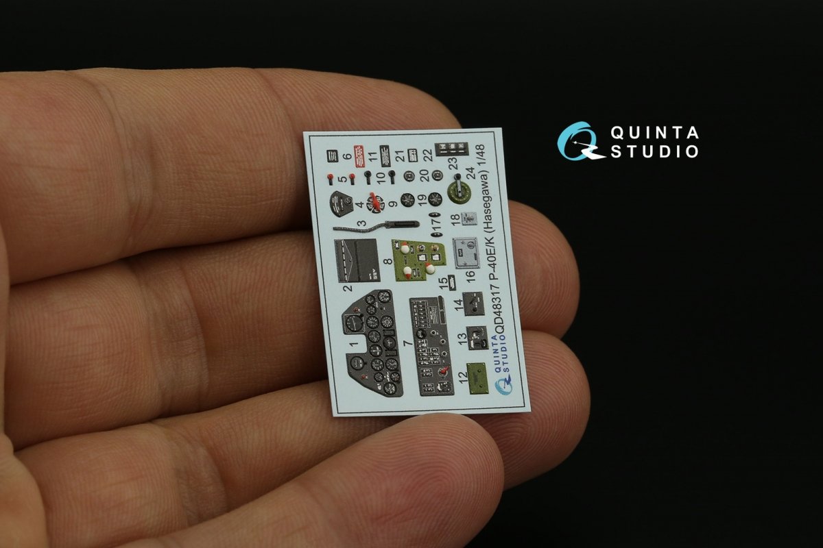 Quinta Studio QD48317 P-40E/K 3D-Printed &amp;amp; coloured Interior on decal paper (Hasegawa) 1/48 – imagen 2