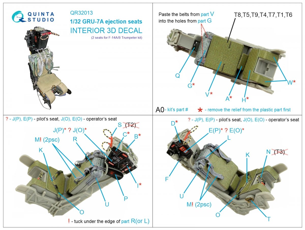 Quinta Studio QR32013 GRU-7A ejection seats F-14A/B (2 pcs) ( Trumpeter ) 1/32 – zdjęcie 2