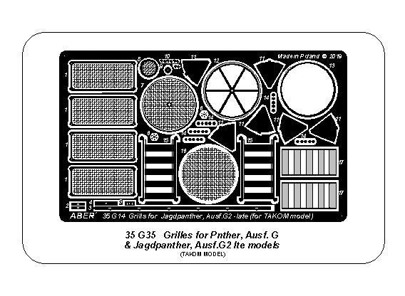 Aber 35G35 Grilles for Panther, Ausf.G; Jagdpanther, Ausf.G2 - Late Models for Takom 1/35 – Bild 4