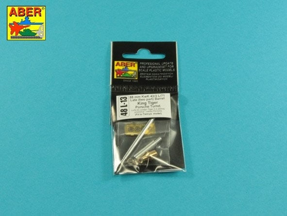 Aber 48L-13 KwK 43/3 L/71 8.8cm barrel (two-piece) for King Tiger tank with Porsche turret 1/48