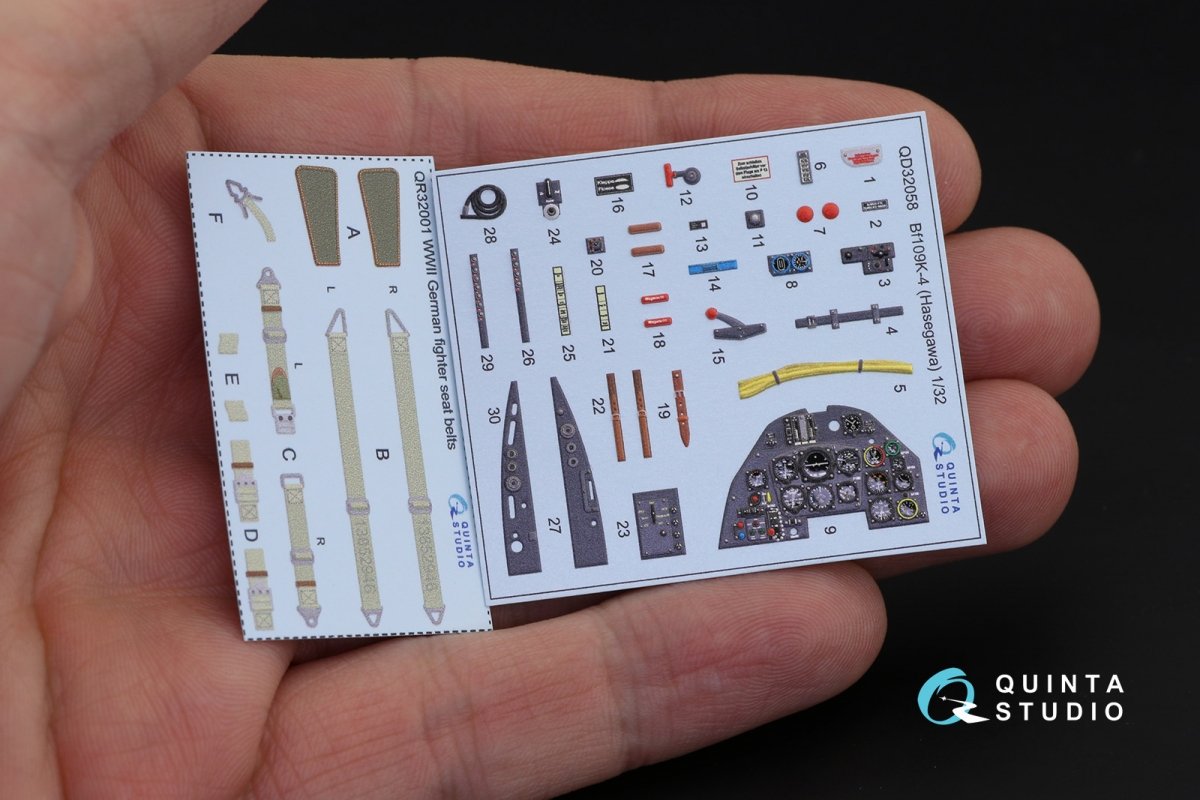 Quinta Studio QD32058 Bf 109K-4 3D-Printed &amp;amp; coloured Interior on decal paper (for Hasegawa kit) 1/32 – zdjęcie 3