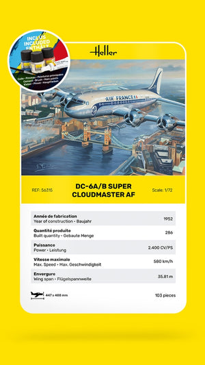 Heller 56315 DC6 Super Cloudmaster Air France - Starter Kit 1/72 – Bild 7
