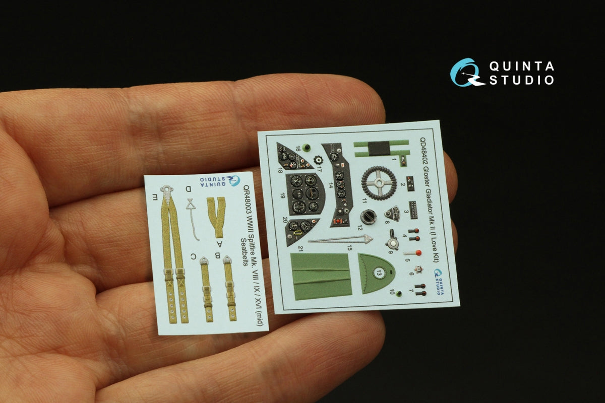 Quinta Studio QD48402 Gloster Gladiator MKII 3D-Printed &amp;amp; coloured Interior on decal paper (I Love Kit) 1/48 – Bild 5