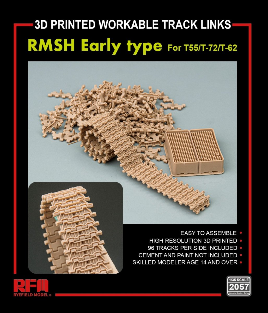 Rye Field Model 2057 RMSH Early type For T55/-72/T-62 3D PRINTED WORKABLE TRACK LINKS 1/35 – Bild 2