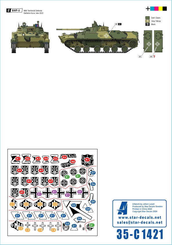 Star Decals 35-C1421 War in Ukraine 22 Ukrainian BMP-1 and BMP-3 in 2022-24 1/35 – Bild 2