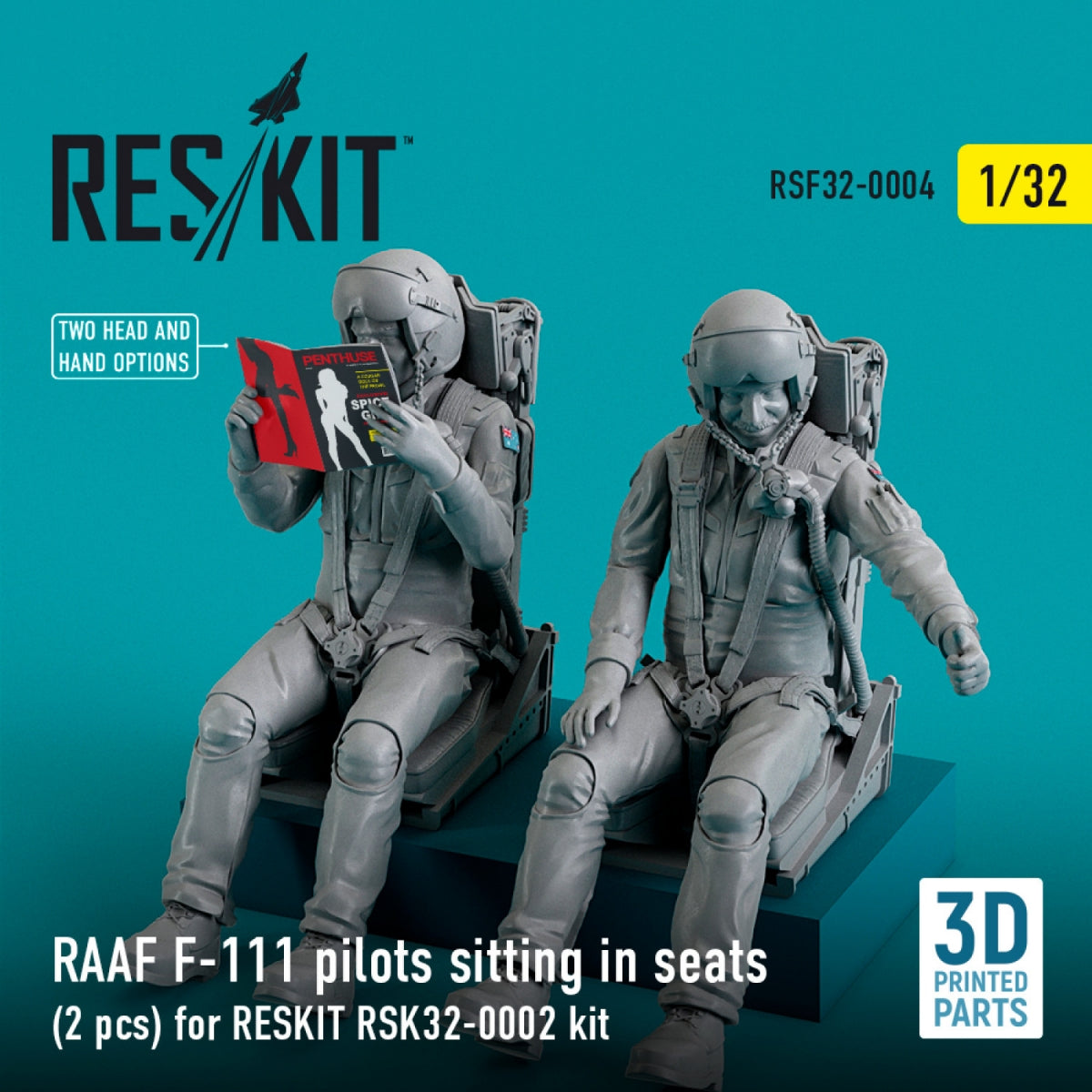 RESKIT RSF32-0004 RAAF F-111 PILOTS SITTING IN SEATS (2 PCS) FOR RESKIT RSK32-0002 KIT (3D PRINTED) 1/32 – imagen 2