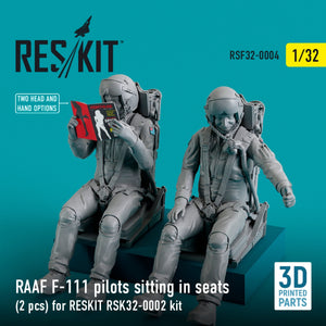 RESKIT RSF32-0004 RAAF F-111 PILOTS SITTING IN SEATS (2 PCS) FOR RESKIT RSK32-0002 KIT (3D PRINTED) 1/32 – imagen 2