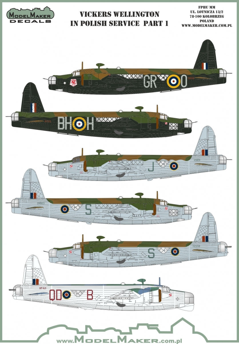 ModelMaker Decals D48131 Vickers Wellington in Polish service part I 1/48