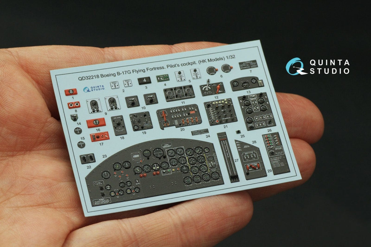 Quinta Studio QD32218 Boeing B-17G Navigator, bombardier, waist and tail gunners compartments. 3D-Printed coloured Interior (HK models) 1/32 – imagen 5
