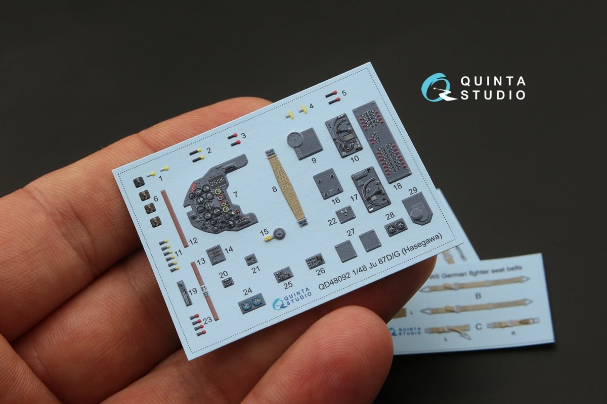 Quinta Studio QD48092 Ju 87D/G 3D-Printed &amp;amp; coloured Interior on decal paper (for Hasegawa kit) 1/48 – Bild 3