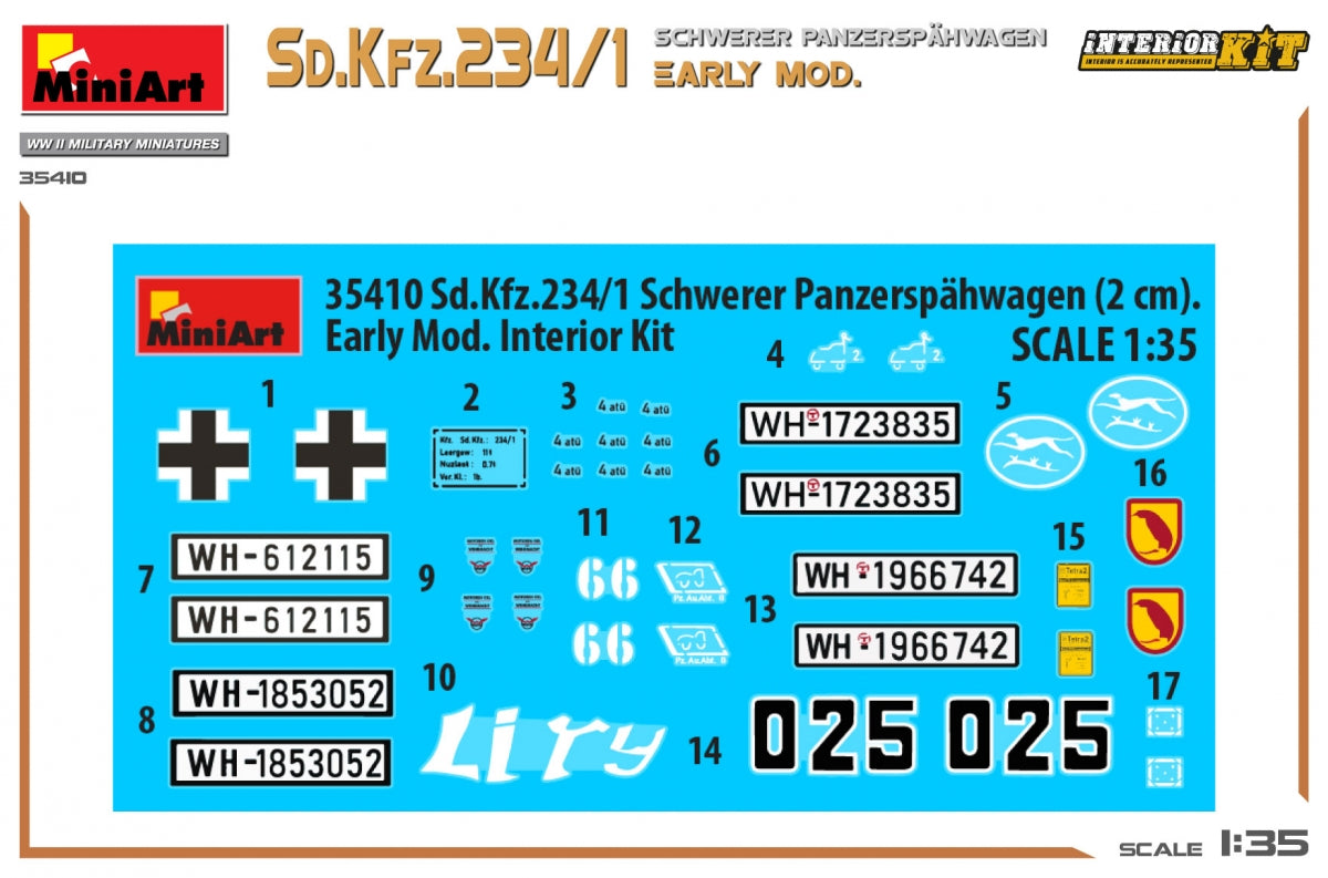 MiniArt 35410 Sd.Kfz.234/1 Schwerer Panzerspahwagen. EARLY MOD. INTERIOR KIT 1/35 – imagen 3