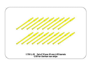 Aber 1/700L-39 Set of 18 pcs 20 mm L/65 C/38 gun barrels for German war ships 1/700 – imagen 4