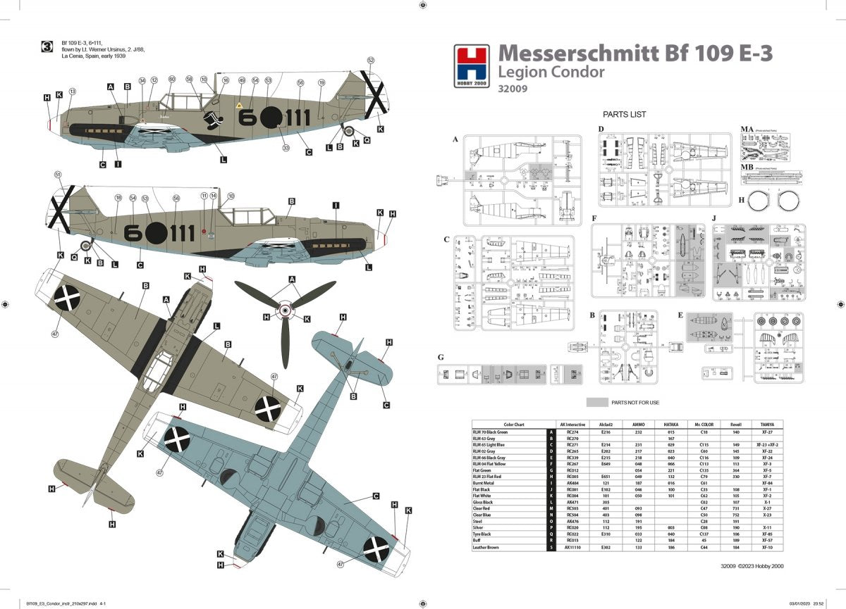 Hobby 2000 32009 Messerschmitt Bf-109 E-3 Legion Condor ( DRAGON + CARTOGRAF + MASK ) 1/32 – zdjęcie 5