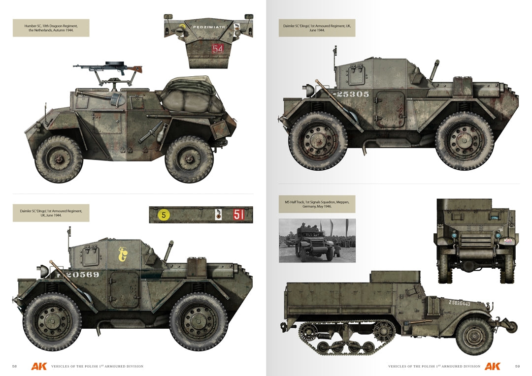 AK Interactive AK130010 VEHICLES OF THE POLISH 1ST ARMOURED DIVISION – CAMOUFLAGE PROFILE GUIDE - English – zdjęcie 9