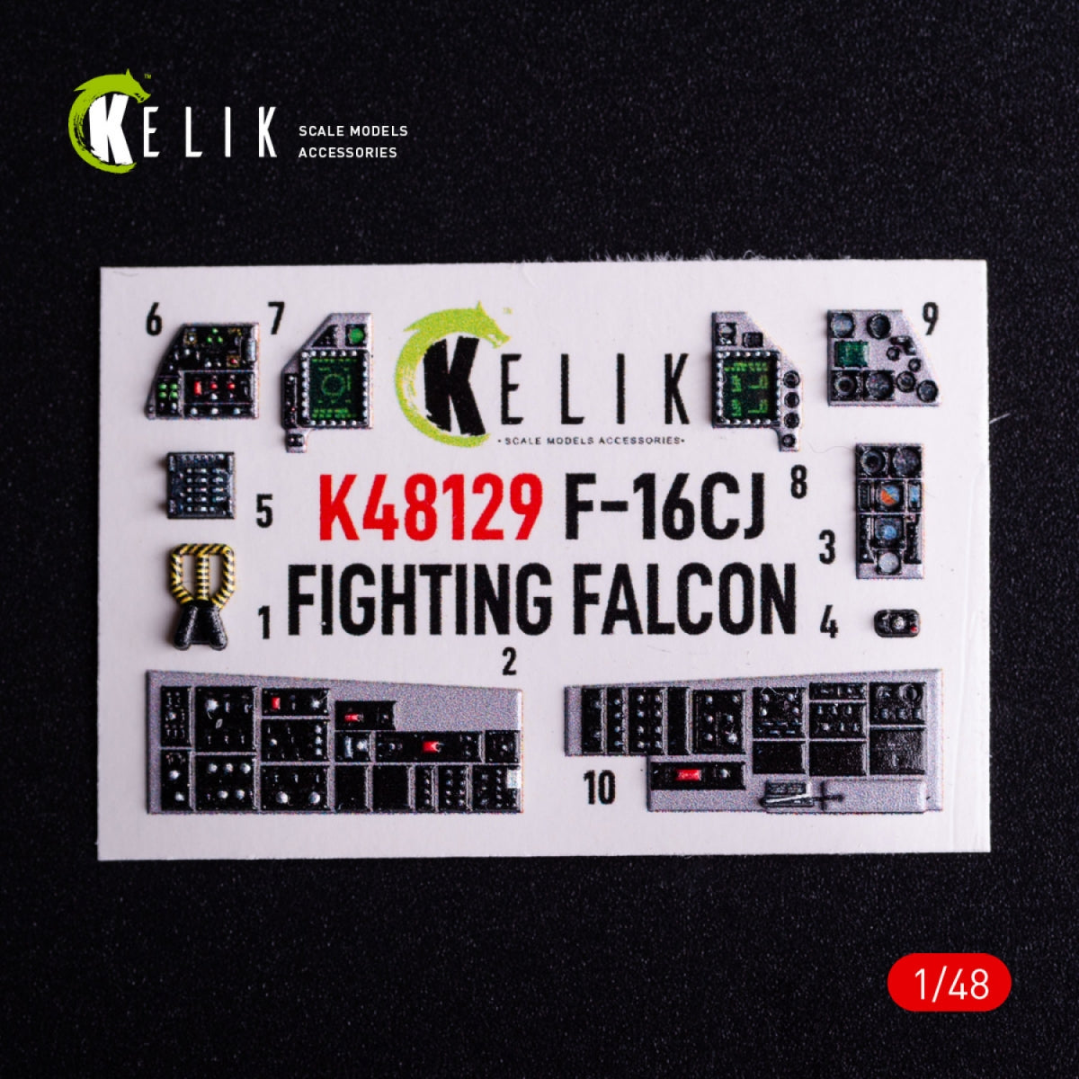Kelik K48129 F-16CJ - interior 3D decals for Hasegawa kit 1/48