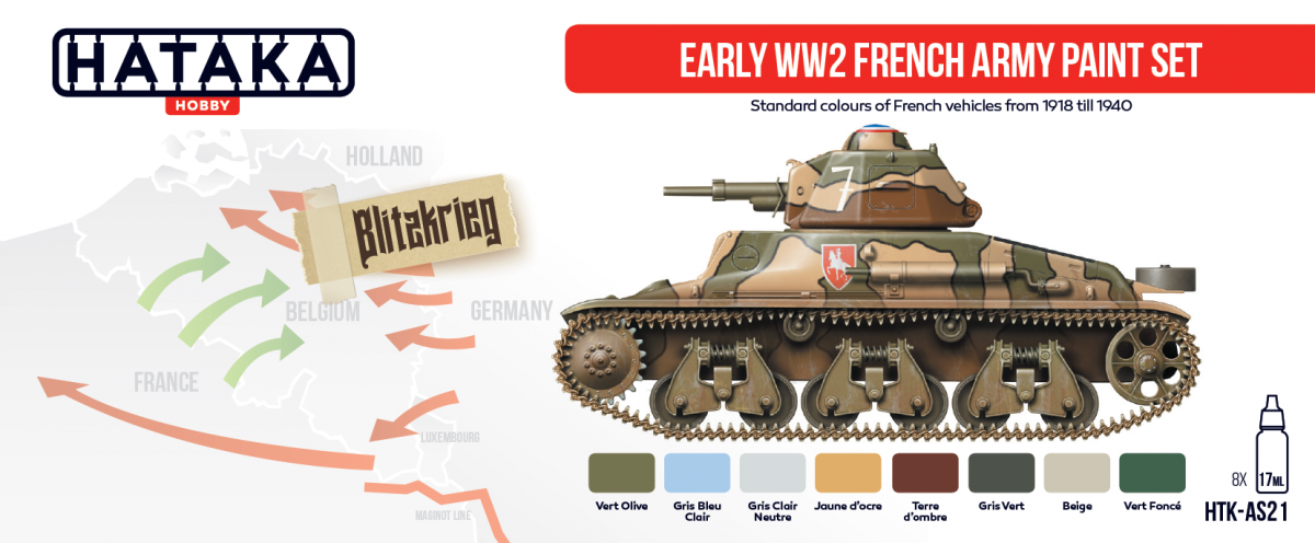Hataka HTK-AS21 Early WW2 French Army paint set (8x17ml)