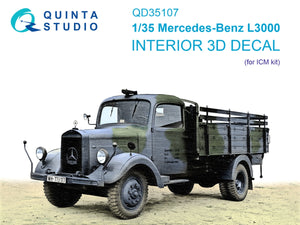 Quinta Studio QD35107 Mercedes-Benz L3000 3D-Printed &amp;amp; coloured Interior on decal paper (ICM) 1/35