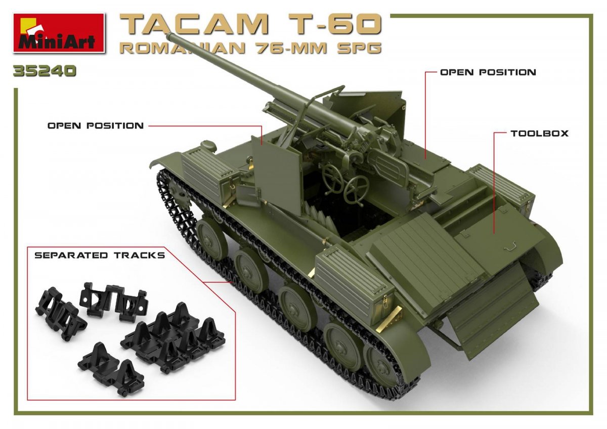 MiniArt 35240 ROMANIAN 76-mm SPG TACAM T-60 INTERIOR KIT 1/35 – immagine 7