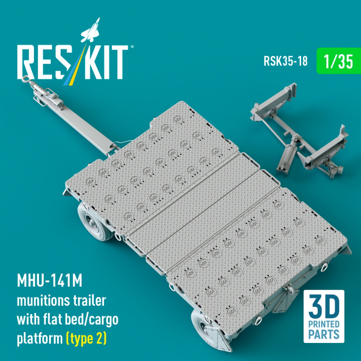 RESKIT RSK35-0018 MHU-141M munitions trailer with flat bed/cargo platform (type 2) (3D Printed model kit) 1/35
