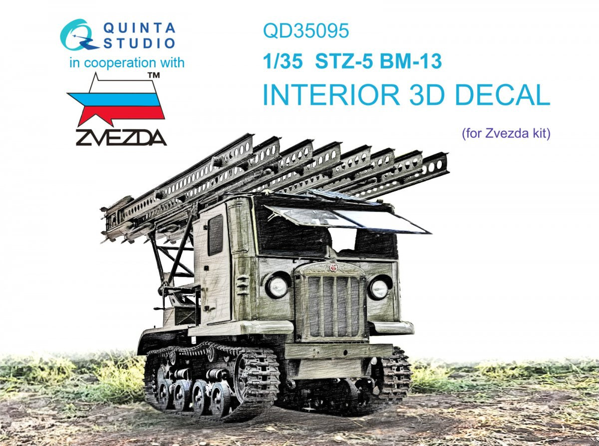 Intérieur imprimé en 3D et coloré sur papier décalcomanie (Zvezda) Quinta Studio QD35095 STZ-5 BM-13 1/35