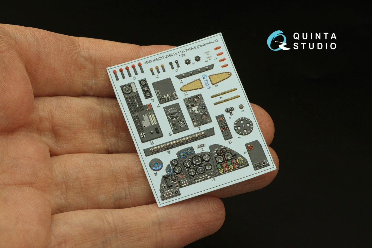 Quinta Studio QD32166 Do 335A-12 3D-Printed &amp;amp; coloured Interior on decal paper (Zoukei-Mura) 1/32 – immagine 15