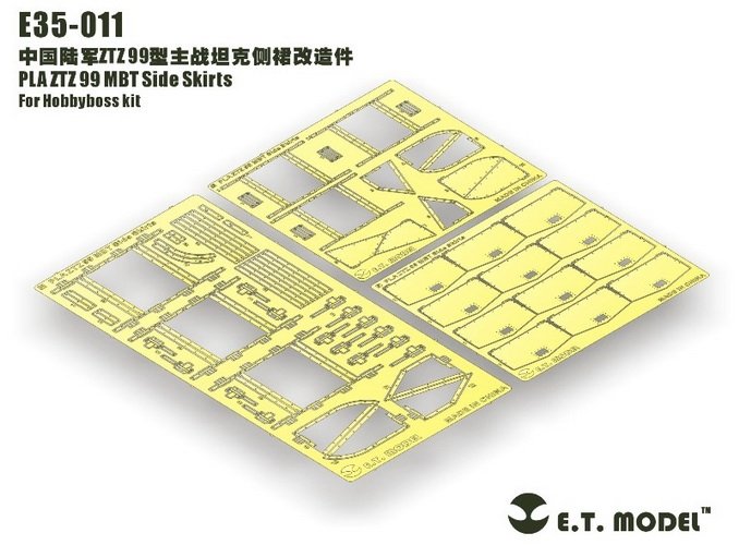ET Model E35-011 PLA ZTZ 99 MBT Side Skirts For Hobbyboss Kit 1/35