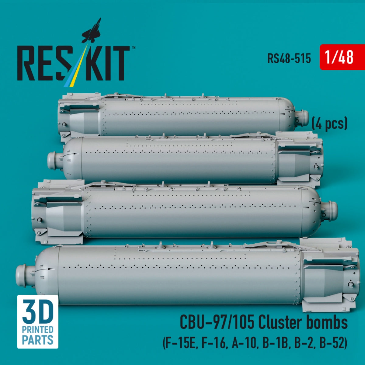 RESKIT RS48-0515 CBU-97/105 cluster bombs (4 pcs) (3D Printed) 1/48 – immagine 2