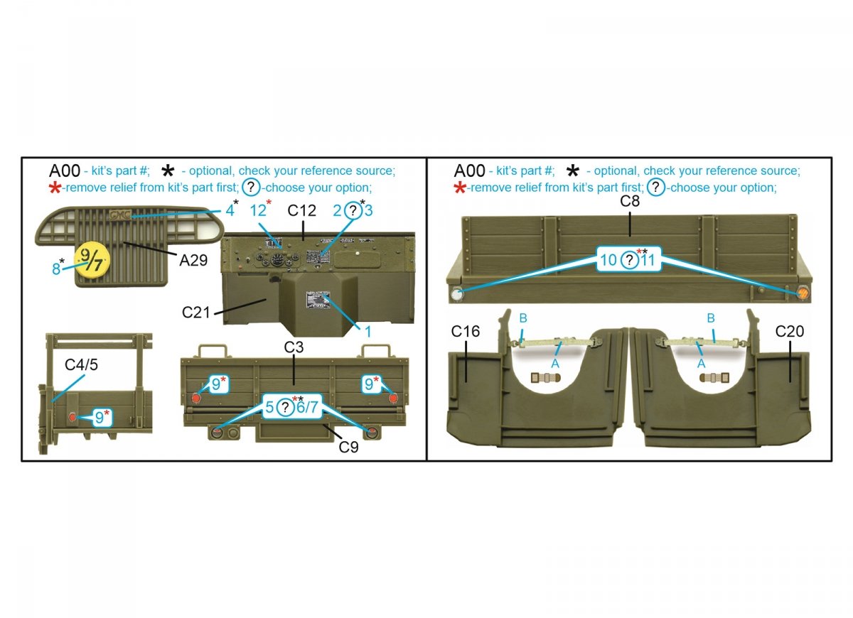 Quinta Studio QD48029 GMC CCKW 353 (open cab) 3D-Printed &amp;amp; coloured Interior on decal paper (Tamiya) 1/48 – imagen 10