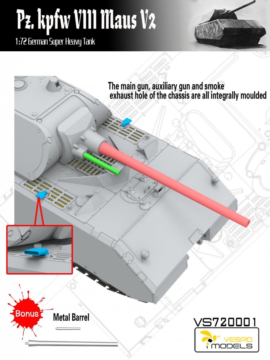 Vespid Models VS720001 Pz.Kpfw. VIII Maus V2 German Super Heavy Tank 1/72 – Bild 4