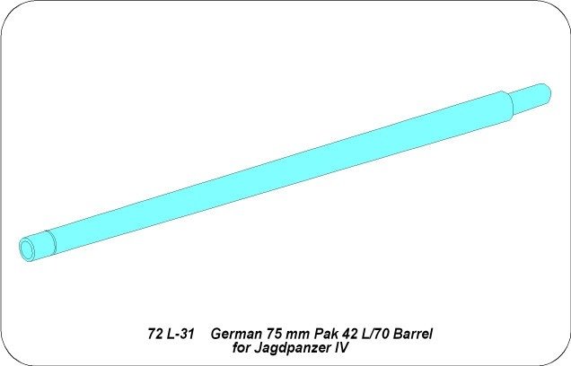 Aber 72L-31 Lufa Pak 40L/70 do niemieckiego działa pancernego Jagdpanzer IV / German 75mm Pak 40L/70 gun barrel for Jagdpanzer IV 1/72 – Bild 4