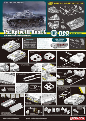 Dragon 6957 Pz.Kpfw.III Ausf.L s.Pz.Abt.502 Leningrad 1942 1/35 – imagen 3