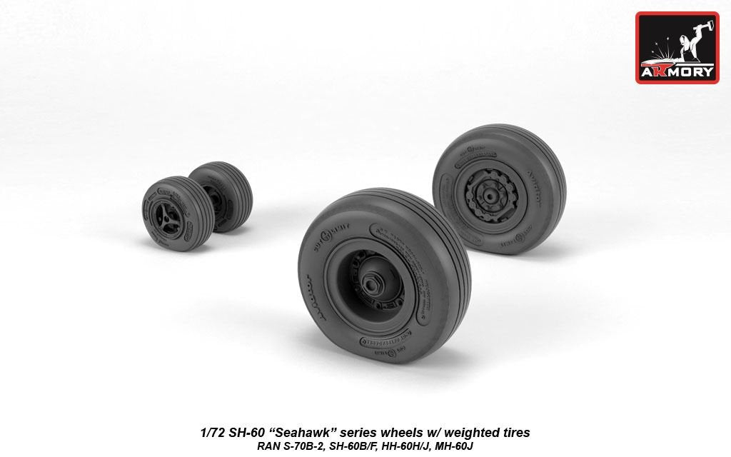 Armory Models AW72333 SH-60 Seahawk wheels w/ weighted tires 1/72