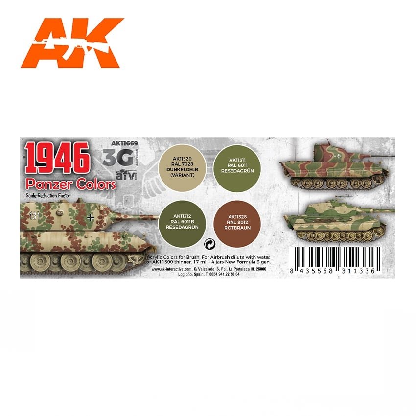 AK Interactive AK11669 3G 1946 PANZER COLORS 4x17 ml – immagine 2