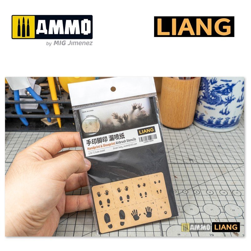 Liang 0004 Handprint &amp;amp; Shoeprint Airbrush Stencils – immagine 2