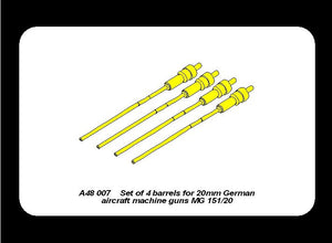 Aber A48 007 Set of 4 barrels for German aircraft 20mm machine guns MG 151/20 1/48 – zdjęcie 3