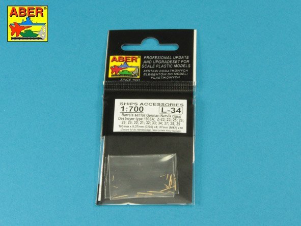 Aber 1/700L-34 Set of Barrels for Narvic classe destroyers type 1936A: 150mm x 5; 37mm x 8; 37mm(M42) x 10; 1/700 – Bild 6