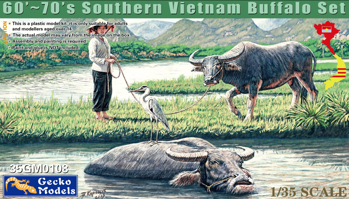 Gecko Models 35GM0108 60s-70s Southern Vietnam Buffalo Set 1/35
