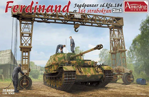 Amusing Hobby 35A030 SD.Kfz.184 Ferdinand &amp;amp; 16t Strabokran Full Interior/Clear Roof Parts 1/35