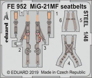 Ceintures de sécurité Eduard FE952 MiG-21MF en acier, échelle 1/48, Eduard