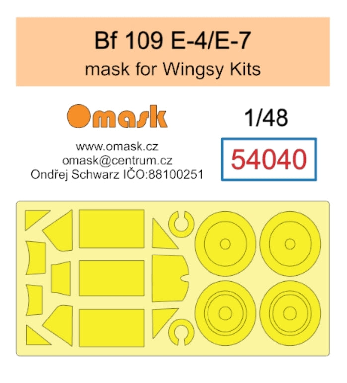Omask 54040 Bf 109 E-4 / E-7 mask (for Wingsy Kits) 1/48