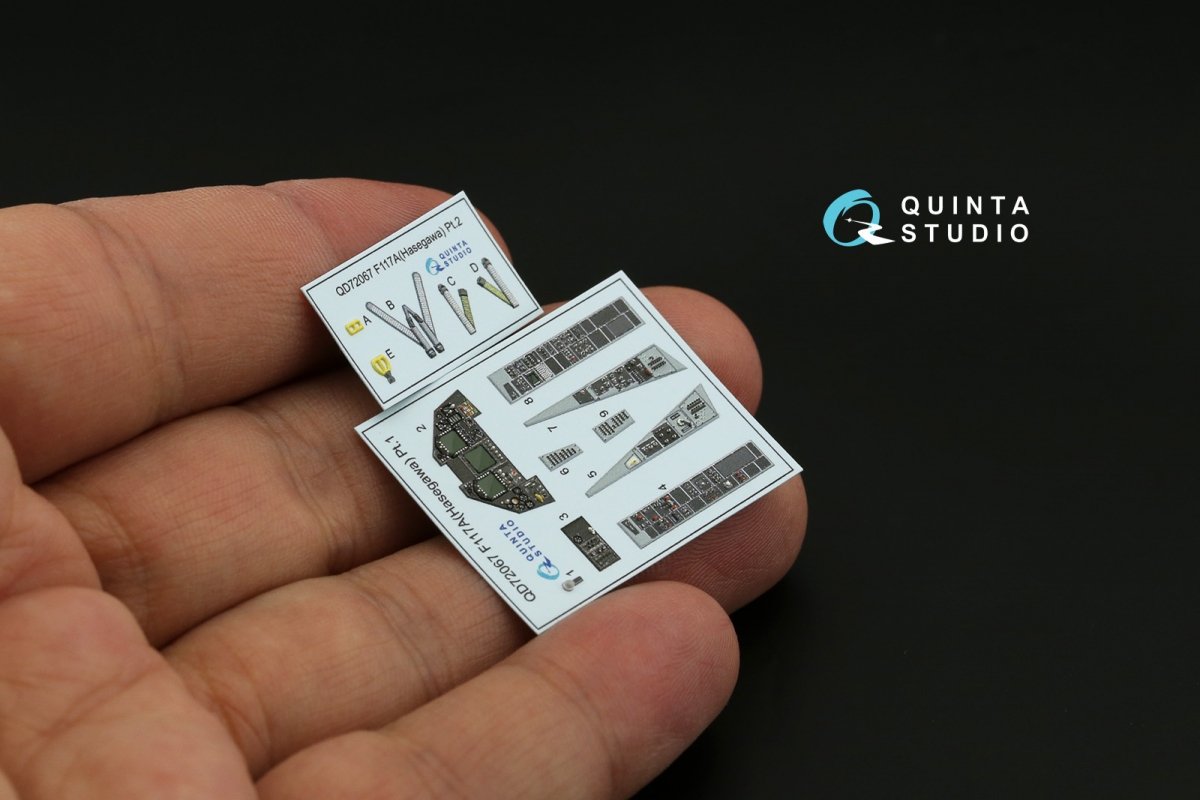 Quinta Studio QD72067 F-117A 3D-Printed &amp;amp; coloured Interior on decal paper (Hasegawa) 1/72 – immagine 3