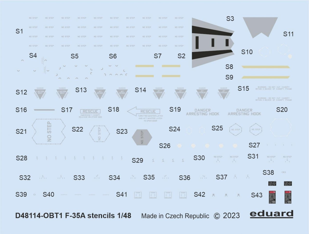 Eduard D48114 F-35A stencils Tamiya 1/48